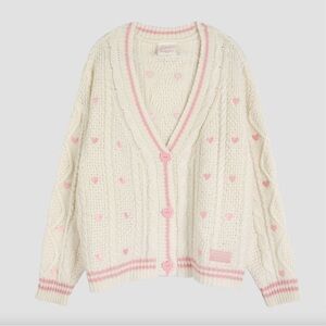 BRAND NEW NEVER WORN Taylor Swift Lover Textured Knit Cream and Pink Cardigan